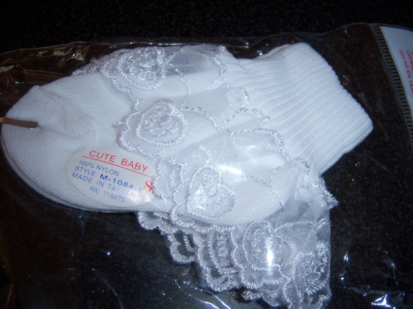 wholesale PAGEANT dress CHURCH lace SOCKS heart WHITE  