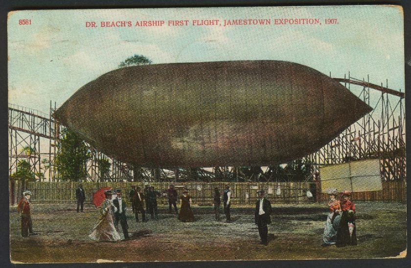 RARE Dr. Beach Airship First Flight Dirigible 1907 Jamestown VA  