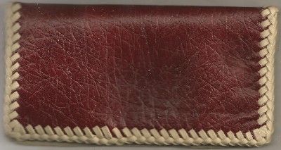 Handmade genuine red pigskin leather checkbook cover laced with tan 