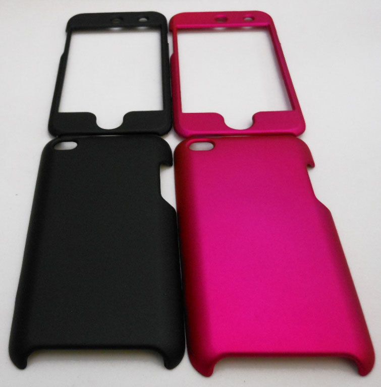  OF 2 HARD PHONE COVER CASE FOR APPLE I POD IPOD TOUCH 4G PINK BLACK 