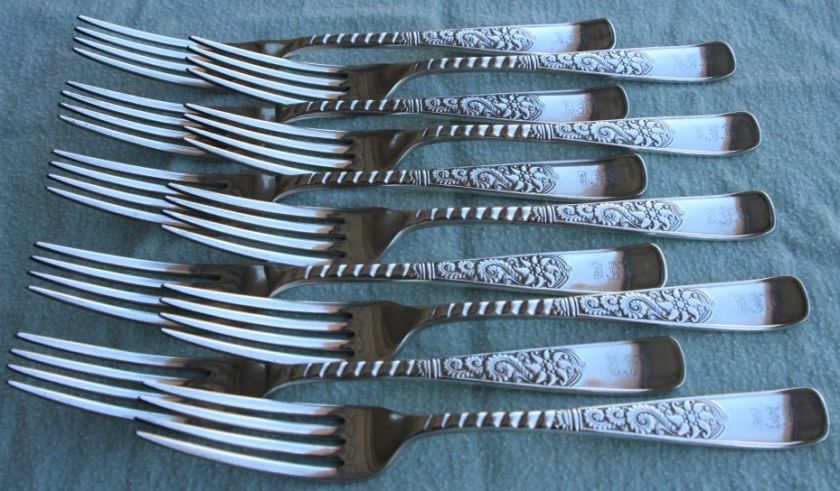 Lot of 10 Forks~ASSYRIAN~1847 Rogers Bros. silverplate~1886  