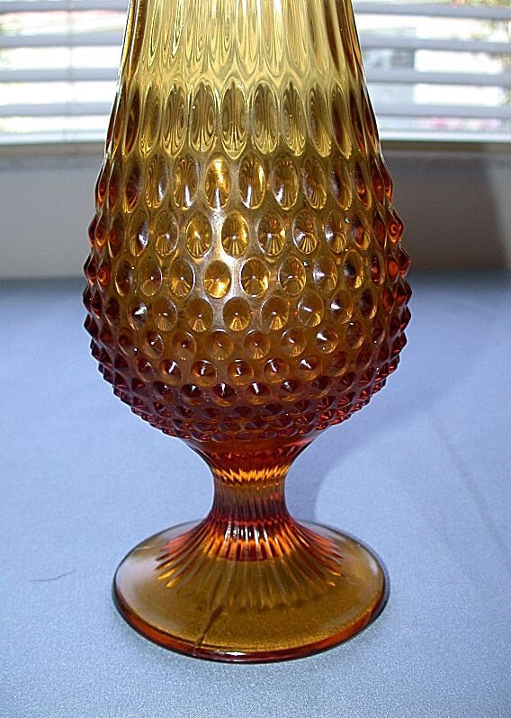 Hocking Glass Co Depression Amber Bubble Art Glass Vase  