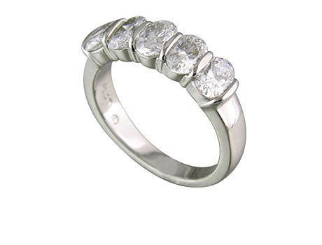 65 ct Oval Diamond 5 Stone Anniversary Platinum Band  