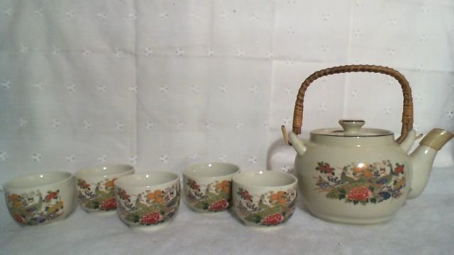 Antique OMC Japan Porcelain Peacock Tea Set  