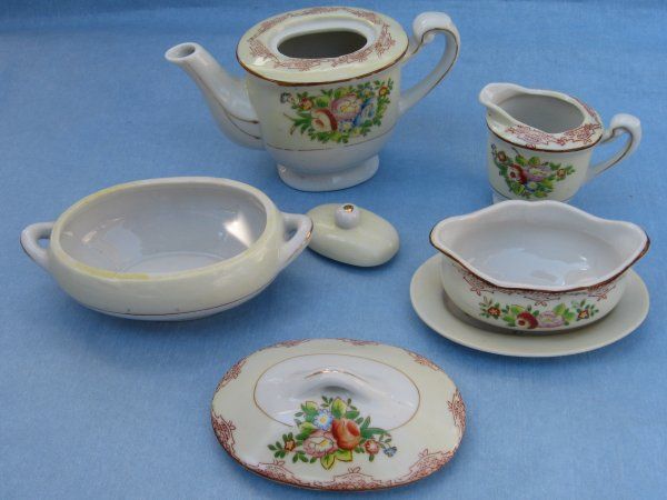 Vintage Childs Porcelain Tea Set Floral Japan Serving Pieces 