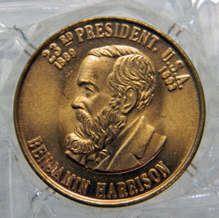 BENJAMIN HARRISON 23rd PRESIDENT OF THE U.S.A. BRASS COLLECTOR TOKEN 