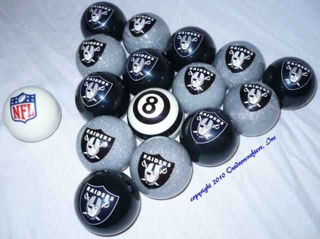 NEW 2011 NFL Oakland RAIDERS Billiard Pool Cue Ball Set  