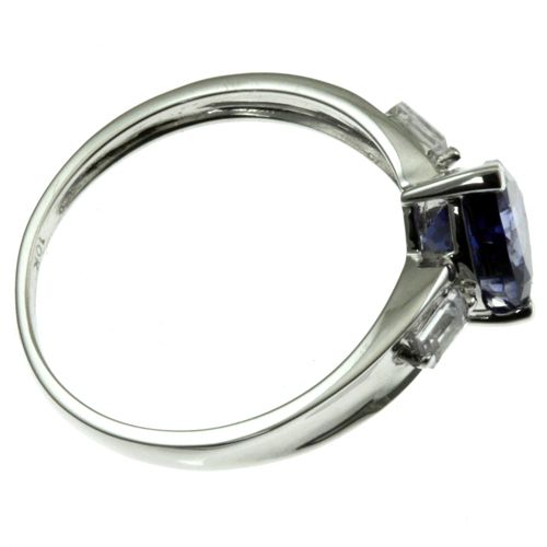 10k white gold heart shape lab sapphire topaz ring  