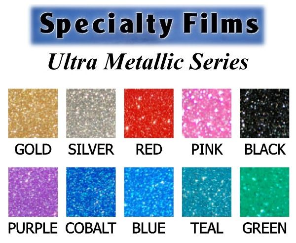 glitter film in pink purple silver gold blue and red