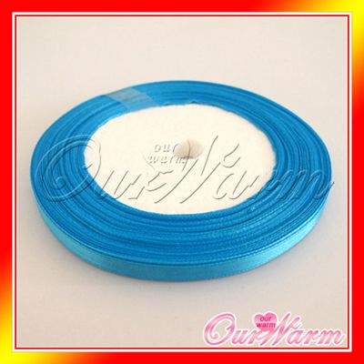 25 YDS 6mm Aqua Blue Satin Ribbon Wedding Party Colors  