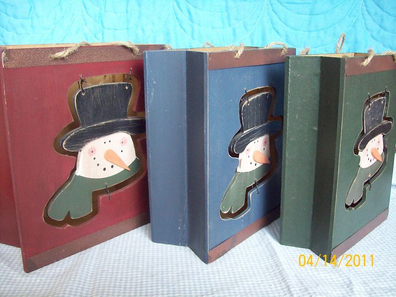 Nesting Wood Boxes With Inset Snowmen Rural Decor  