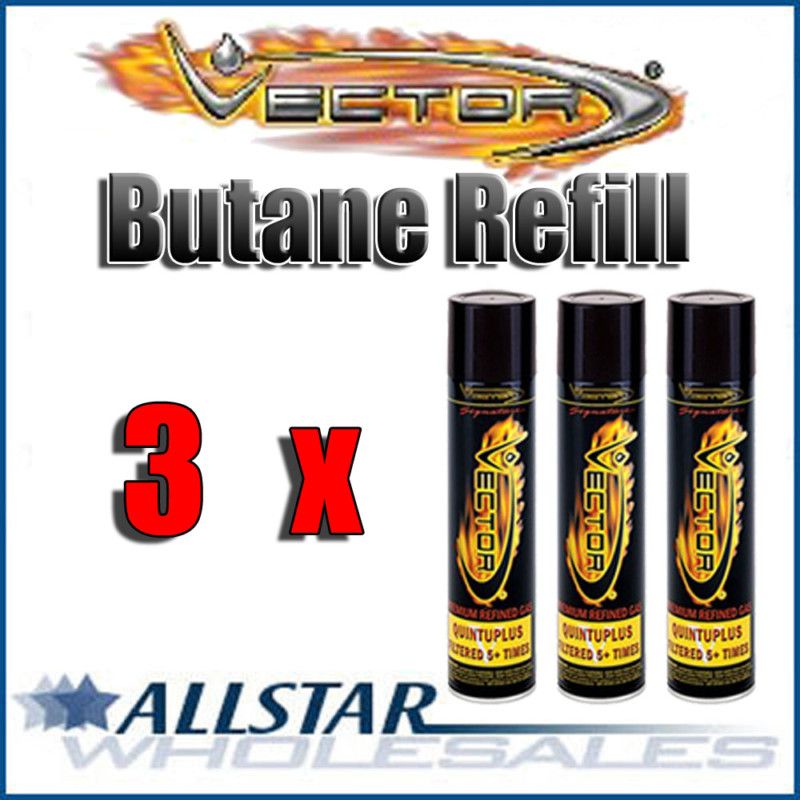 VECTOR QUINTUPLE REFINED BUTANE GAS FUEL REFILL   3 CAN  