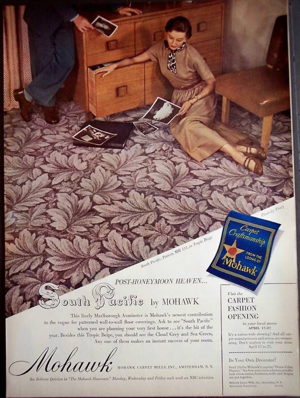 1950 South Pacific carpets by Mohawk vintage decor ad  