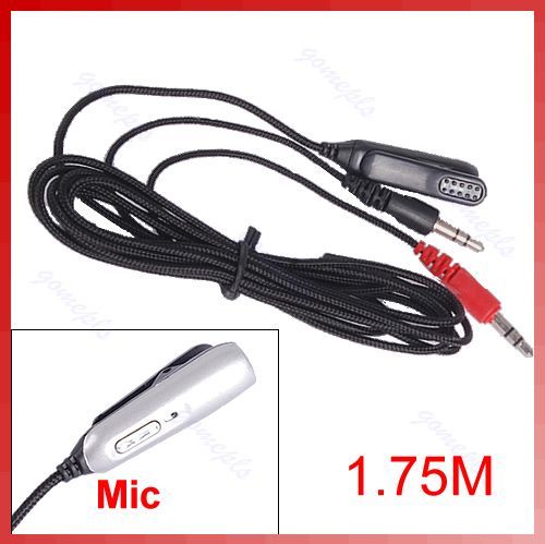   5mm Plug Mic Microphone with Clip for Laptop PC Computer 1.75M  