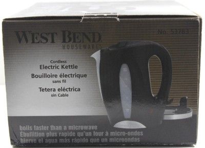 West Bend Cordless 1 3/4 Qt Water Kettle Electric Black  