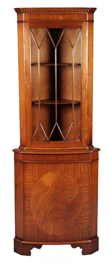 English Antique Style Mahogany Corner Cabinet Hutch  