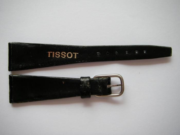 Tissot vintage black croco print thin watch band 18 mm  