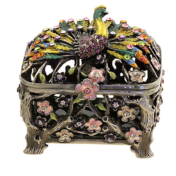 Dazzlers Jewelry Peacock Trinket Box with Swarovski Crystals  