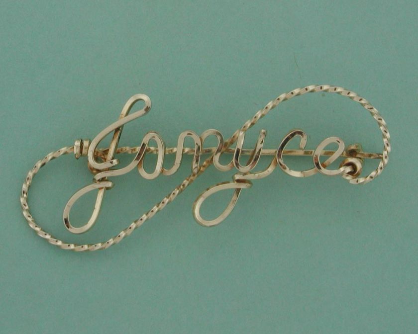 Personalized Name Pin, Brooch, Custom Wire Script Jewelry in Sterling 