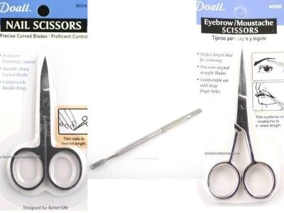 Eyebr ow Moustache Nail Cuticle Scissors/ Pusher