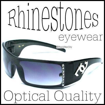 Hot RHINESTONES SUNGLASSES  Shiny Blk /S. Blk #DG50 F  