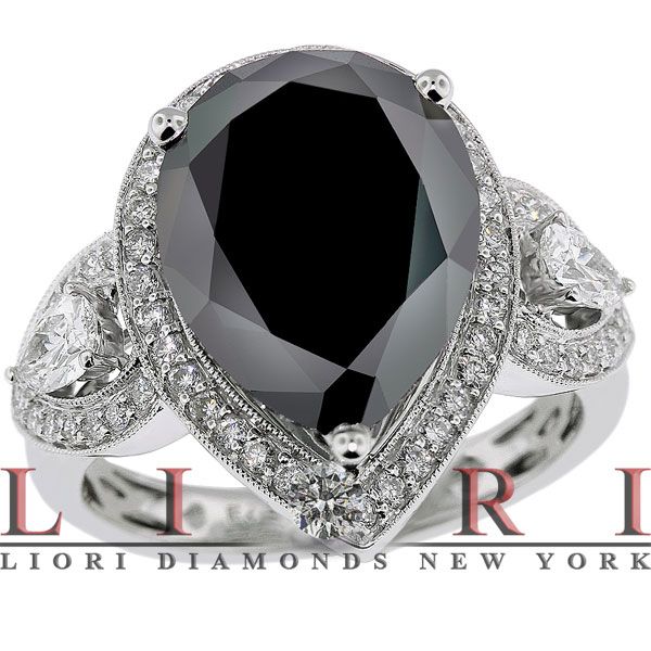 30 CARAT CERTIFIED BLACK DIAMOND ENGAGEMENT RING 18K  