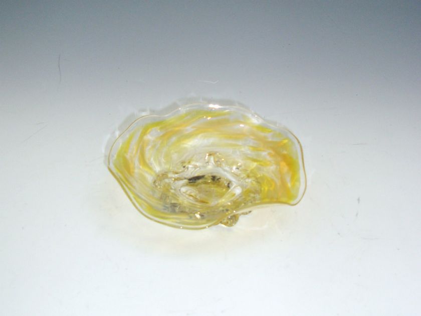 Mini Fluter Candy Dish/Accessory USA Hand Blown Art Glass  