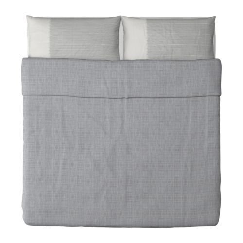 Ikea HENNY VÄV Duvet cover and pillowcase(s) King gray blue white 