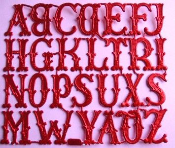 German Dresden Paper Fancy Red Victorian Alphabet  