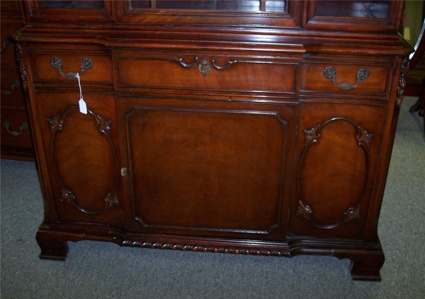 Mahogany Carved China Hutch by Bernhardt Furniture Co  