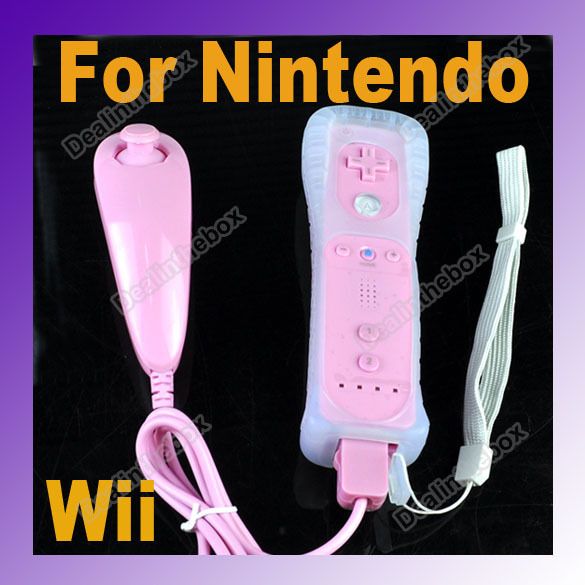 Pink Remote Nunchuck Controller For Nintendo Wii Game  