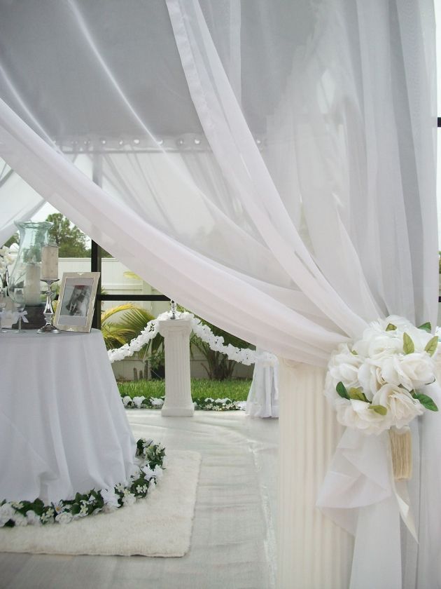   Outdoor Gazebo White Sheer Wedding Drapes (2) Panels Curtains  