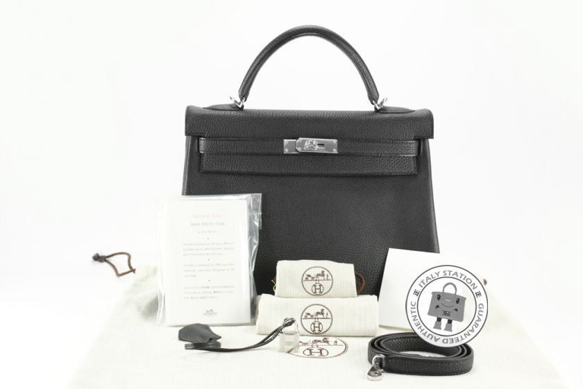 MPRS (NEW) HERMES KELLY BLACK TOGO 32 BAG PHW  