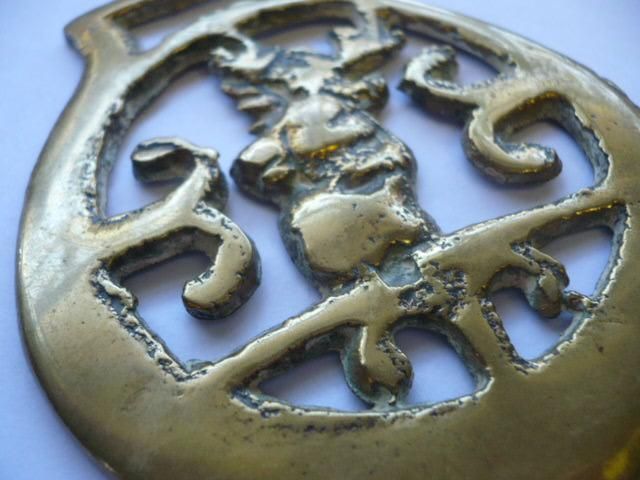 Vintage English BRASS HORSE HARNESS MOOSE BUCK Antlers  