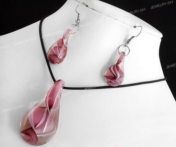 Teardrop Lampwork Murano Bead Necklace Pendant Earrings HOT  