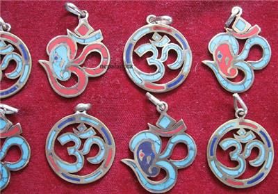   Sanskrit OM God Ganesha Inlay pendant NEPAL India   