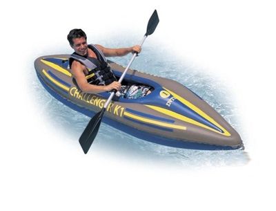 Intex Challenger K1, 1 Person Kayak with Oar & Air Pump  