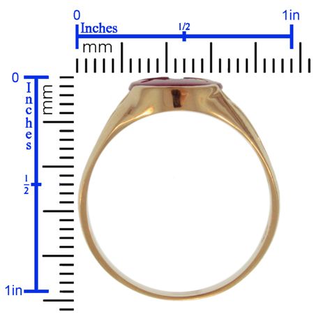 GENTS MASONIC RING 10K YELLOW GOLD RED OVAL SIGNET NEW  