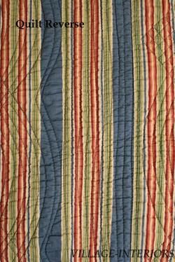   COUNTRY WAKEFIELD CAL / KING QUILT SET  RED & TERRA COTTA on BLUE