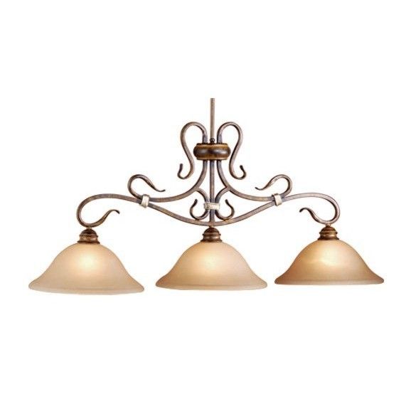 NEW 3 Light Kitchen Island Lighting Fixture, Walnut Bronze, Honey 