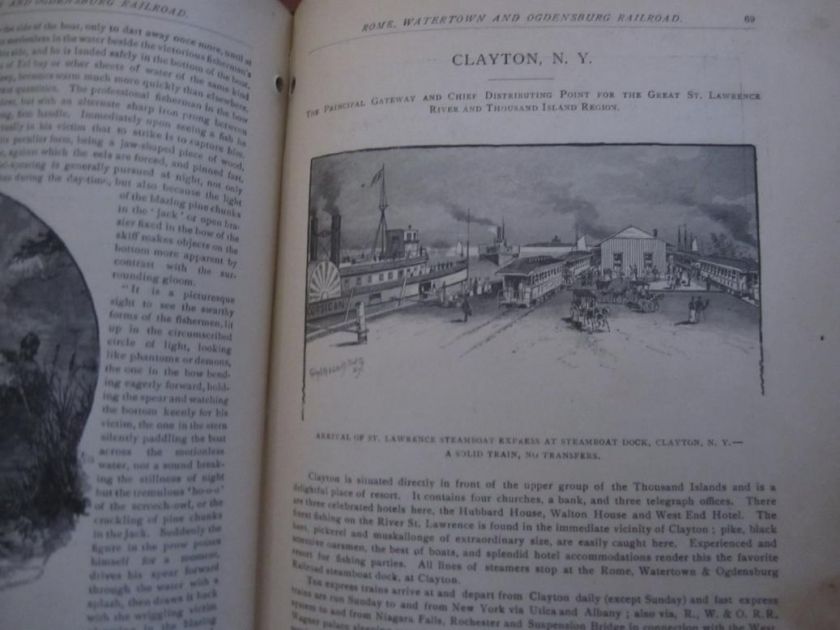 RARE 1887 RWO RR Travel Book w Maps Thousand Islands ++  