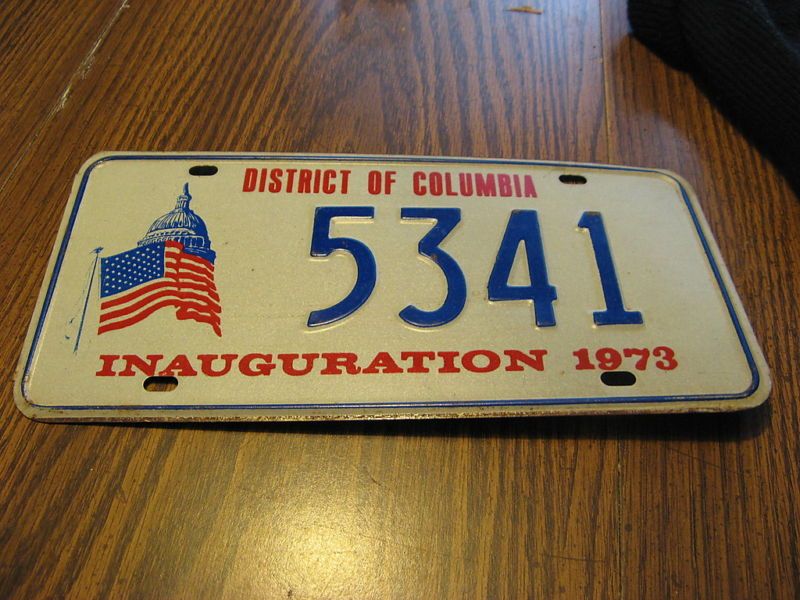 1973 73 WASHINGTON DC INAUGURATION LICENSE PLATE 5341  