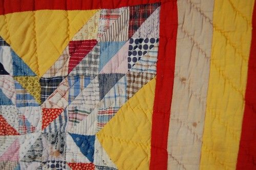 Ocean Waves Antique Quilt dated 1920 ~RED Garden Maze  