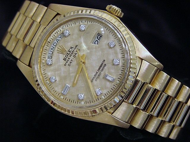 MENS ROLEX 18K GOLD DAY DATE PRESIDENT DIAMOND WATCH  