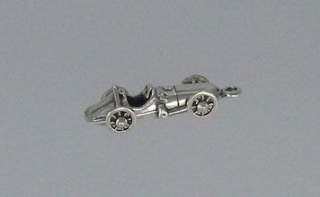 Sterling Silver MOVABLE SOAP BOX CAR Charm  