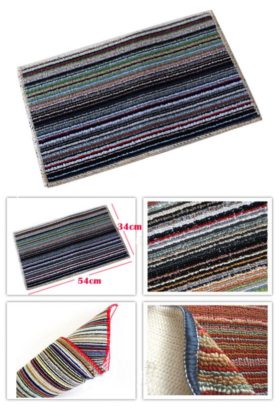 Multi Colored Striped Carpet Beach Sandal Bath Mat Shower Toilet 