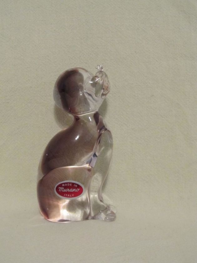 Murano Italy Glass Dog Figurine Purple Paperweight  