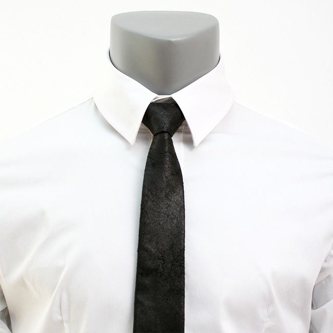   Casual Vintage Skinny Slim Black Faux Leather Neckties 2.15  