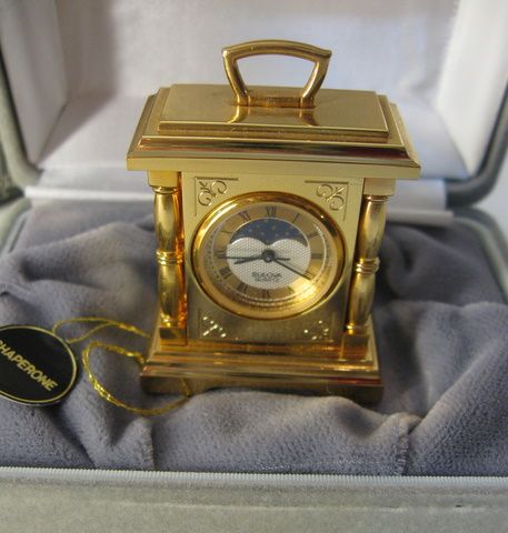 NIB Bulova Miniature Clock B0508 Chaperone Carriage Moonphase Lantern 