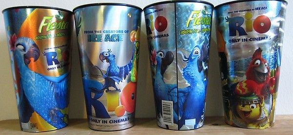   , Limited Ed FOUR (4) Rio The Movie (Fox Film) Plastic Cups   1 each